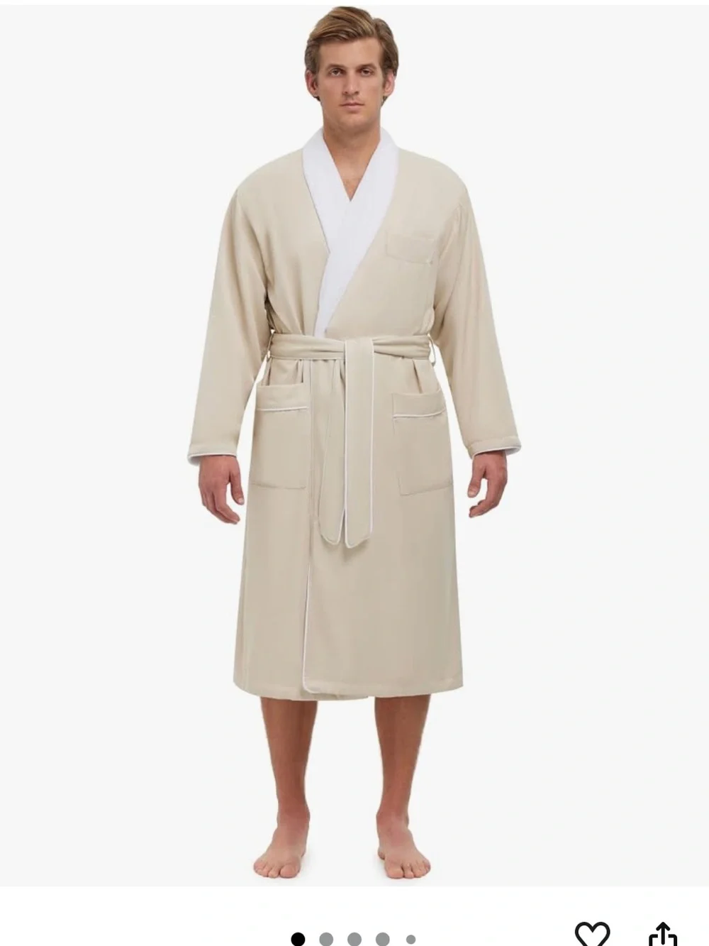 Monarch Unisex Classic Shawl Collar Bath Robe in Ecru